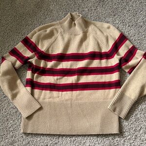 LOFT - tan striped mock neck